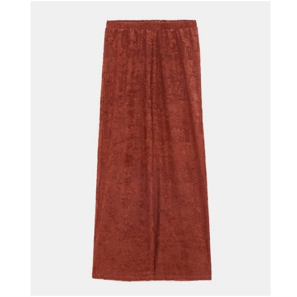 NWT Zara Size M Terracotta Wide Leg Textured Pants - Picture 7 of 8